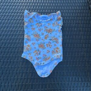 Floral Blue Kids Blouse with Ruffles